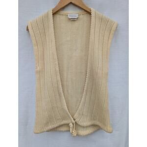 Rosanna Womens Vintage Deep V Neck Knit Sweater Vest Sz S Cream 80s Mohair Blend